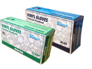 Vinyl Gloves Blue Small - Powdered - TGC