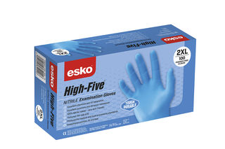 HIGH FIVE' Disposable BLUE Nitrile Exam Gloves, P/F Large - Esko