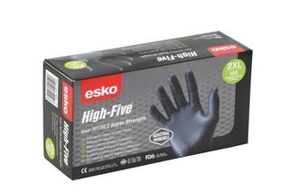 HIGH FIVE' Disposable H/Duty BLACK Nitrile gloves, P/F Large - Esko