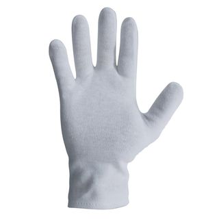 Cotton Interlock Gloves Hemmed Cuff Medium, White - Bastion