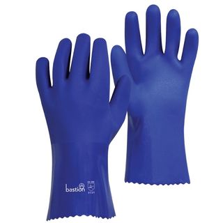 PVC Gloves 300mm length Blue Large Pack 12 Pairs - Bastion