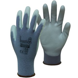 Messina Grey Nylon Gloves, Polyurethane Palm Coating XX-Large Pack 12 Pairs - Bastion